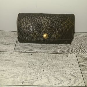 Louis Vuitton Key Holder Wallet Case Used Brown Tan Gold
